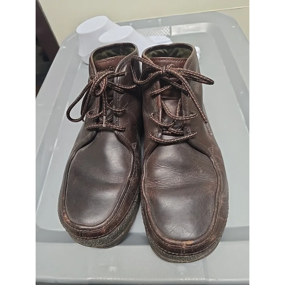 Roots MC031CM Brown Leather Lace Up Work‎ Casual Chukka Boots Men's Size 10M
